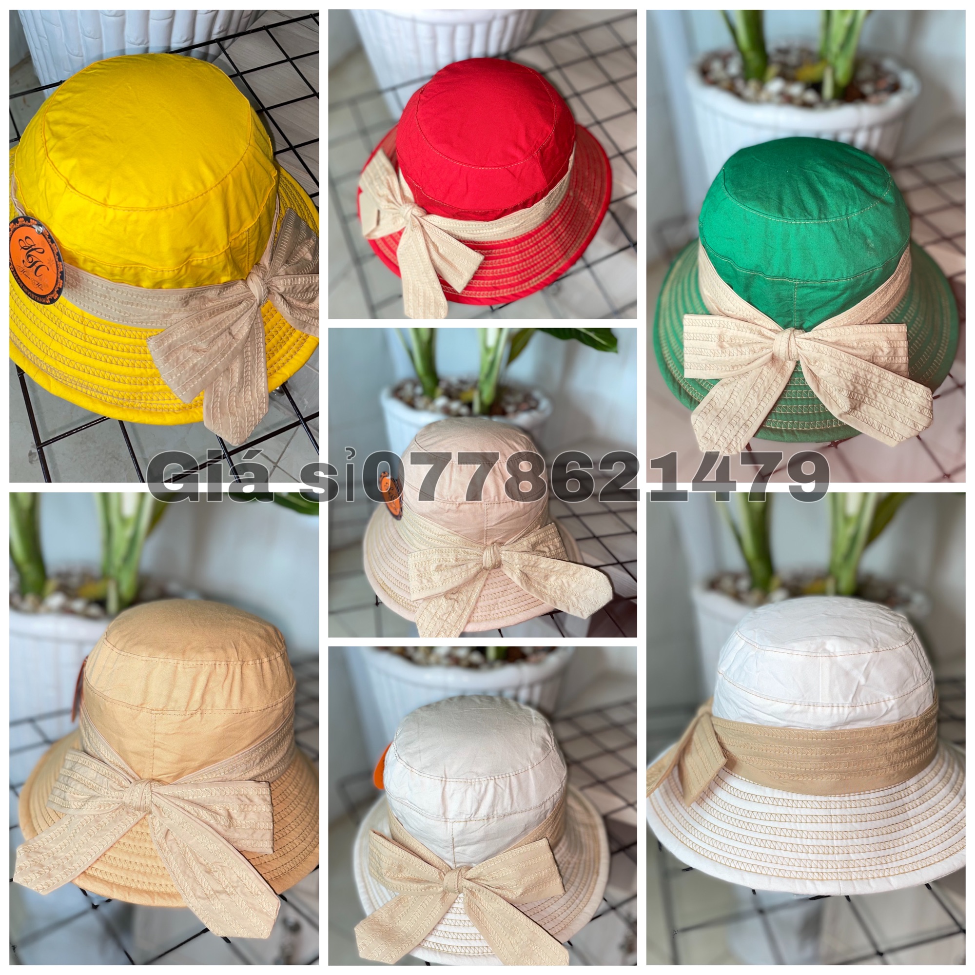 [HCM]Mũ nữ bo Kaki cột nơ vành nhỏ dể thương dành cho nữ