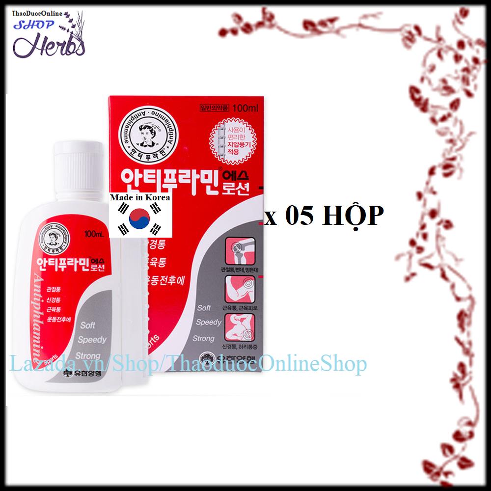 Bộ 5 Hộp Dầu nóng xoa bóp/massage Yuhan Antiphlamine Lotion 100ml/hộp