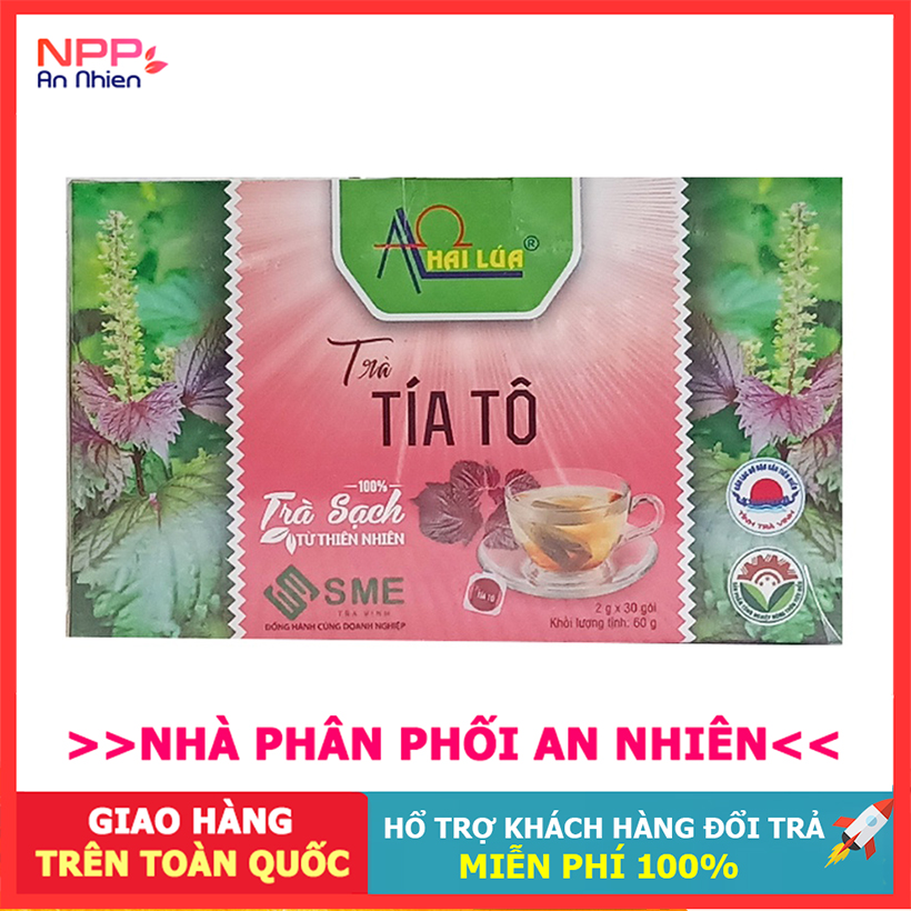 Hộp 30 gói trà tía tô túi lọc hai lúa 60g-