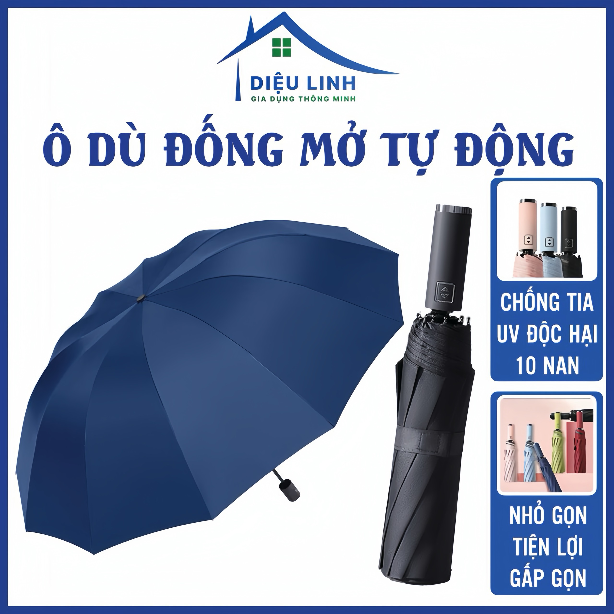 Dù Tự động Ô Dù Che Mưa Nắng Dù Tự Đống Mỡ, Ô Dù Tự Động Thông Minh Cao Cấp Che Mưa Đi Nắng Chống Ti