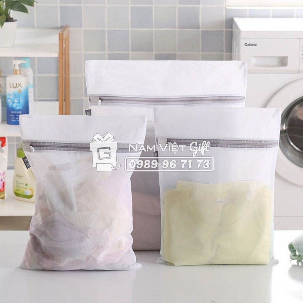 Hàng loại 1 set 3 túi lưới giặt đồ, túi đựng quần áo polyester
