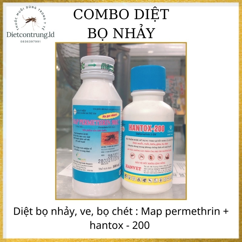 [ bộ đôi diệt bọ chét : map permethrin 100ml + hantox 100ml ]