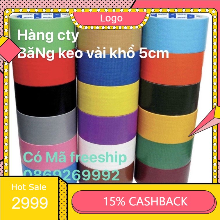 Freeship 0đ băng dính vải đủ các màu freeship khổ 5cm