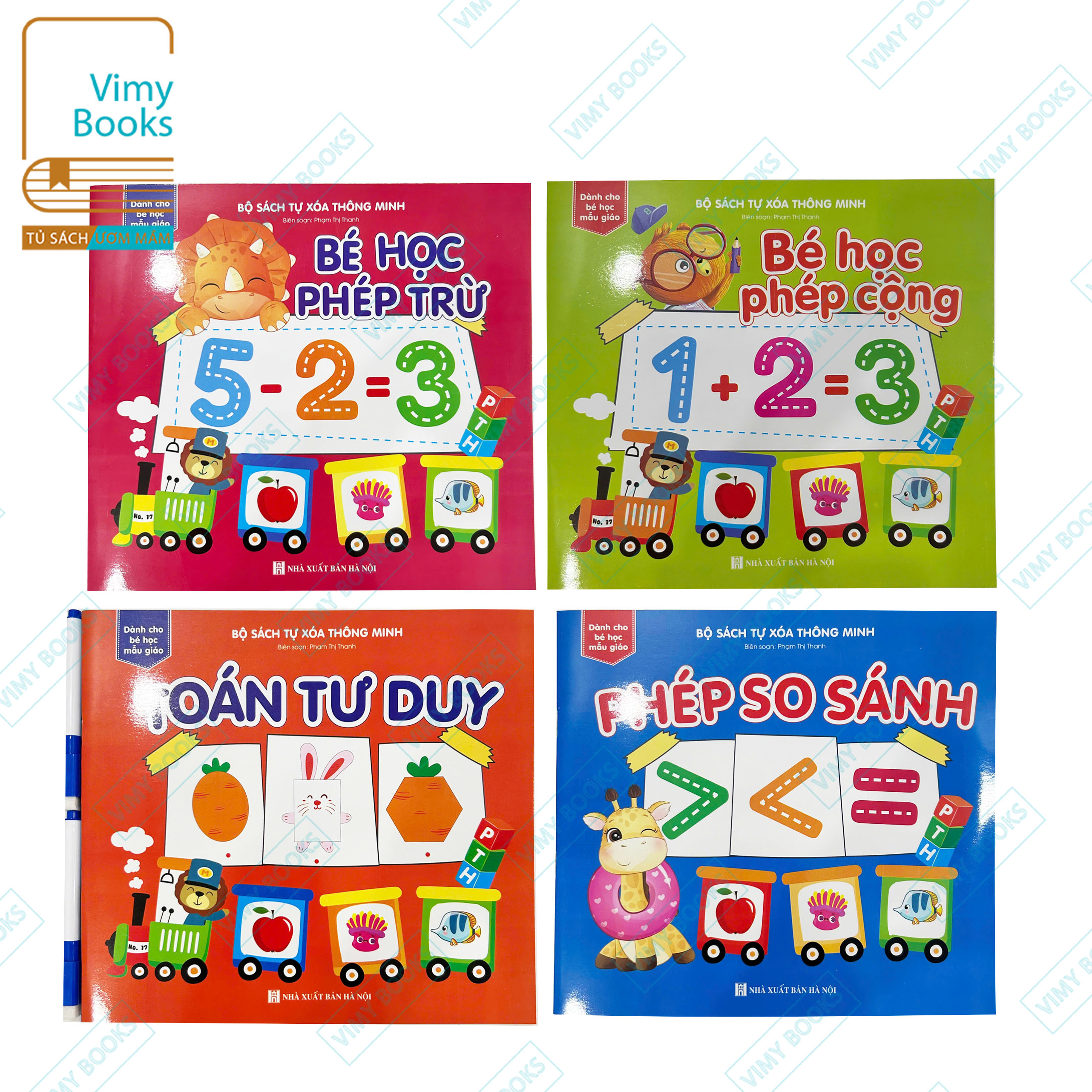Sách - Bộ Sách Viết Xóa Thông Minh Về Toán Tư Duy - Dành Cho Bé 4-5 tuổi (Bộ 4 Cuốn Tặng Kèm 2 Bút Lông Có Đầu Xóa)