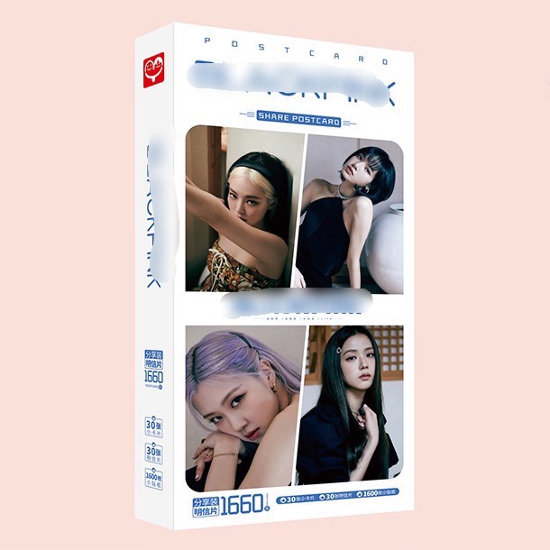 Hộp ảnh Postcard Black.pink có ảnh dán sticker lomo bưu thiếp