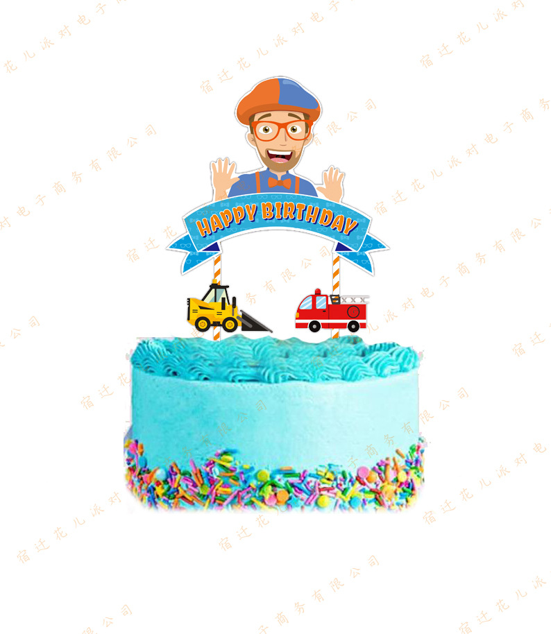 Que Cắm Trang Trí Bánh Cupcake Chủ Đề Blippi Cho Tiệc Sinh Nhật Bé |  