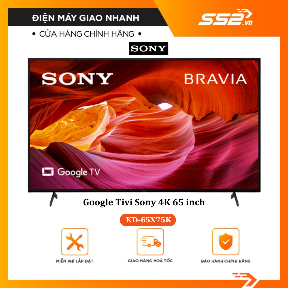 Google Tivi Sony 4K 65 inch KD-65X75K VN3- Hàng Chính Hãng- Bảo Hành 24 Tháng.