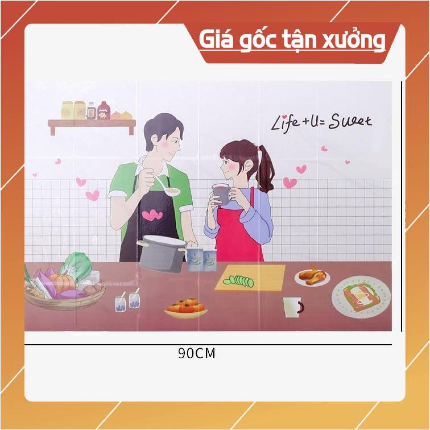 Giấy dán bếp 60x90 cm chống dầu mỡ, chịu nhiệt và miếng decal trang trí decor bếp đẹp