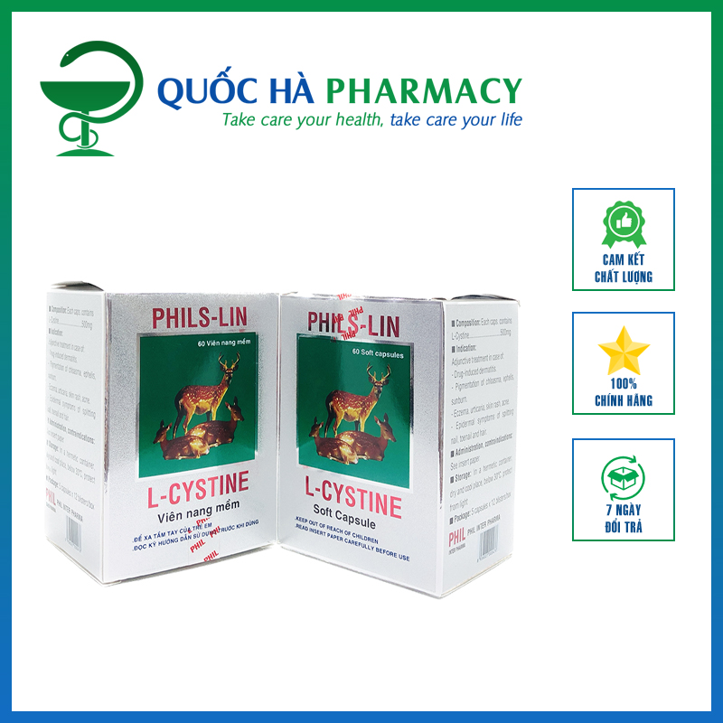 Phils-lin l-cystine làm đẹp da, tóc, móng hộp 60 viên - quốc hà pharmacy