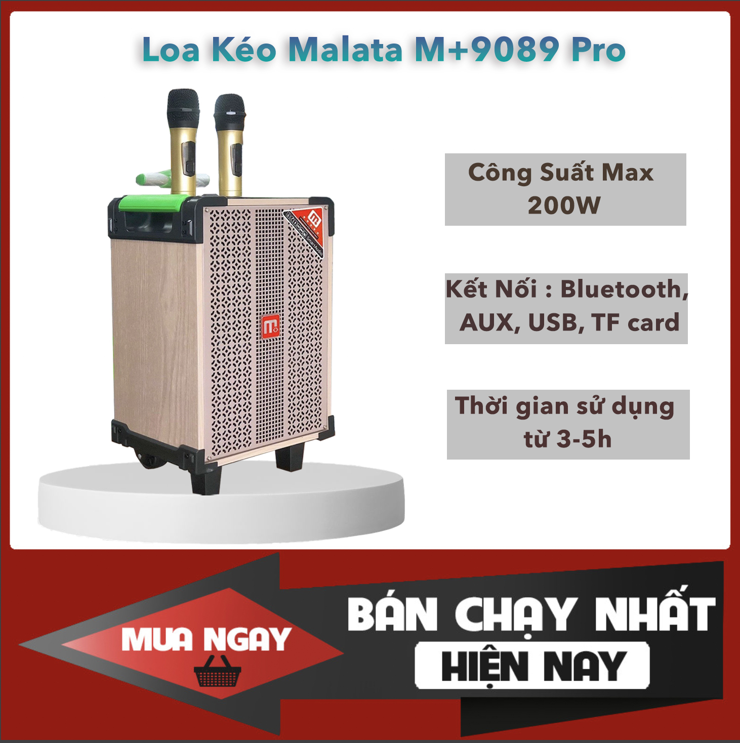 Loa Kéo Malata M+9089 Pro, Loa Kéo Di Động Bass 2 Tấc - Công Suất Cực Lớn - Âm Thanh Cực Hay - Đầy Đủ Kết Nối Bluetooth, AUX, USB, TF card, Loa Kéo Karaoke Cao Cấp, Loa Kéo Bluetooth, Loa Kéo Công Suất Khủng
