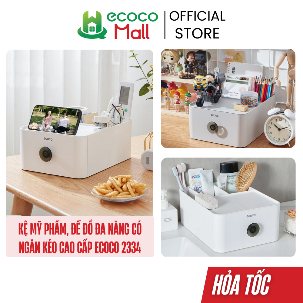 Kệ mỹ phẩm, để đồ đa năng ECOCO có ngăn kéo cao cấp | Kệ nhà tắm, văn phòng gọn gàng mẫu mới 2334