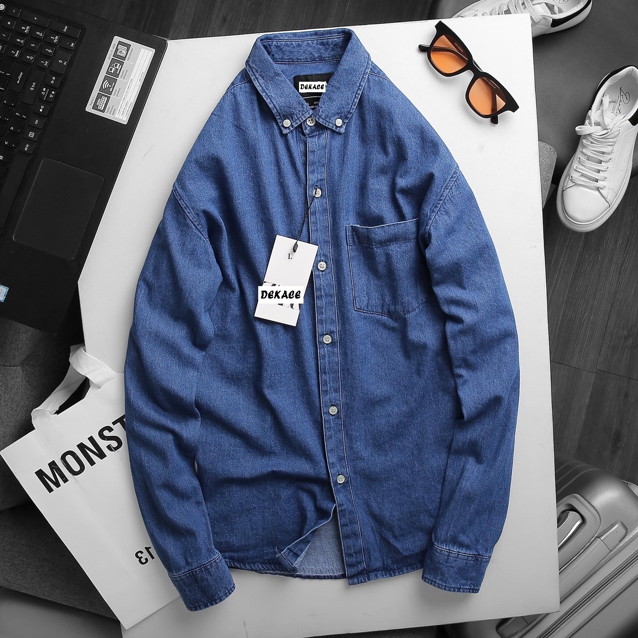 Áo Sơ Mi Denim Nam Vải Dày Mịn Co Giãn Xịn XÒ DNB