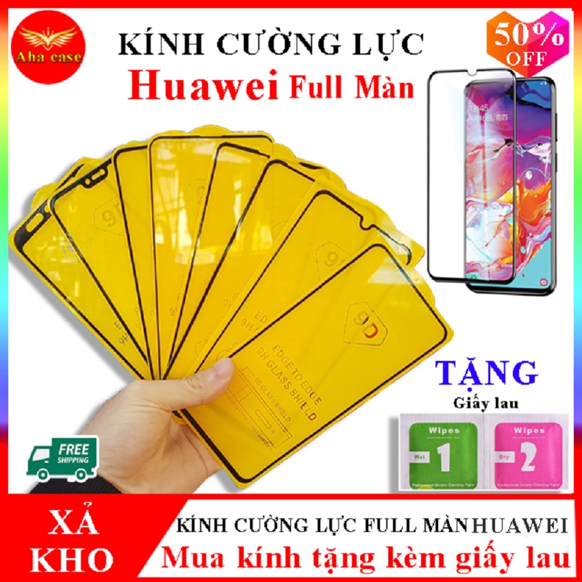 Kính Cường Lực Huawei Y9, 2019, Y9 Prime 2019, P30, P30 Lite, P20 lite, kính cường lực huawei nova 3i, 3e, Tất cả đều là kính cường lực 9d Full Màn +Tặng kèm bộ giấy lau