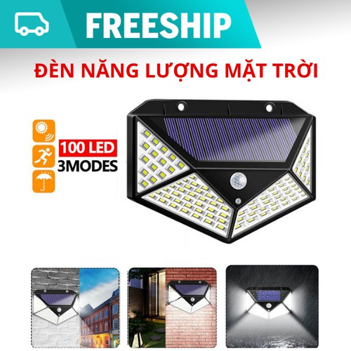 Đèn năng lượng mặt trời cảm biến 100 bóng led siêu sáng