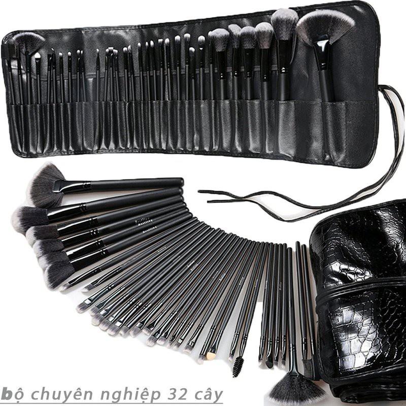 Bộ cọ trang điểm 32 cây, Bộ Cọ trang điểm chuyên nghiệp cho Cọ tán bột, Cọ kẻ viền, Cọ tán bóng mắt, Cọ phấn má hồng, Cọ đa năng, Cọ trang điểm cực mềm cho lớp trang điểm đều và tự nhiên