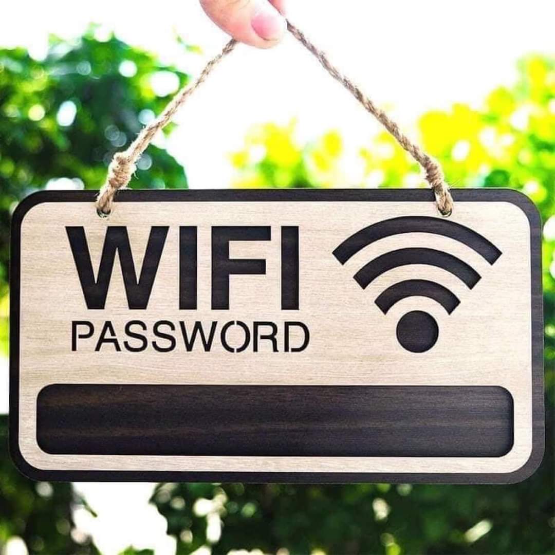 Bảng wifi gỗ, biển ghi pass treo tường kích thước 15x25cm