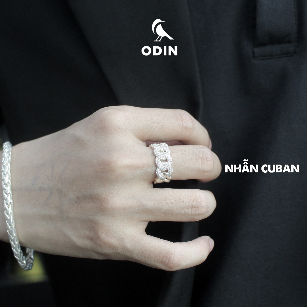 Nhẫn cuban ODIN bạc 925 nam dạng chain mắt xích đá CZ