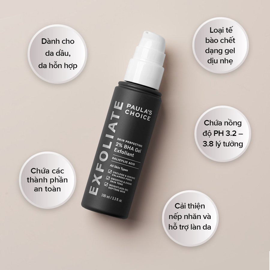 Dung Dịch BHA Tẩy Tế Bào Chết Paula’s Choice Skin Perfecting 2% Liquid Exfoliant 30ml Paula giảm mụn ẩn