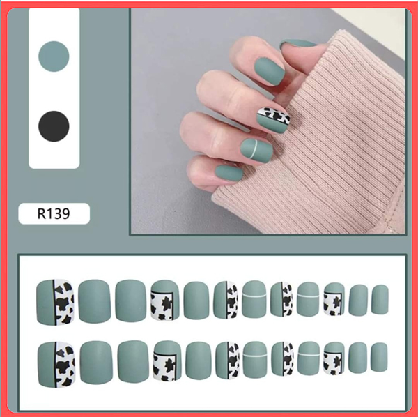 Bộ 24 Móng tay giả , nail giả A184 (Tặng kèm keo dán móng tay)