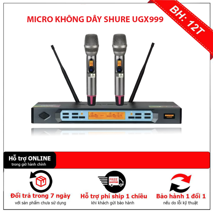Hàng bãi mỹ | bộ 2 micro + đầu thu không dây shure ugx 999 - hàng mỹ , tụ to - sóng khỏe - tự ngắt , dò tần số sóng sạch, micro karaoke bản mới âm thanh dày mượt mà, hút âm , hát cực nhẹ ,chuyên karaoke gia đình, phòng trà, quán hát..
