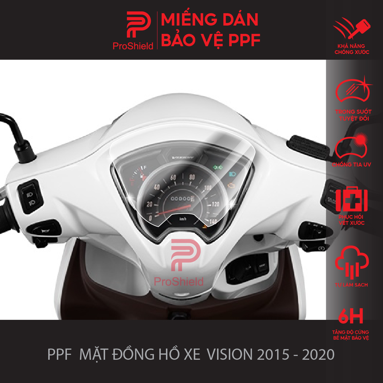 Miếng Dán PPF Bảo Vệ Mặt Đồng Hồ Cho Xe Vision 2015 - 2020