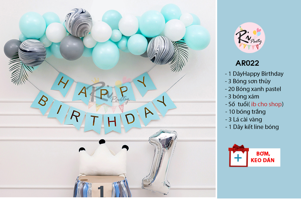 [HCM]Set Bóng Trang Trí Sinh Nhật Đơn Giản Xanh Hồng Boy Girl