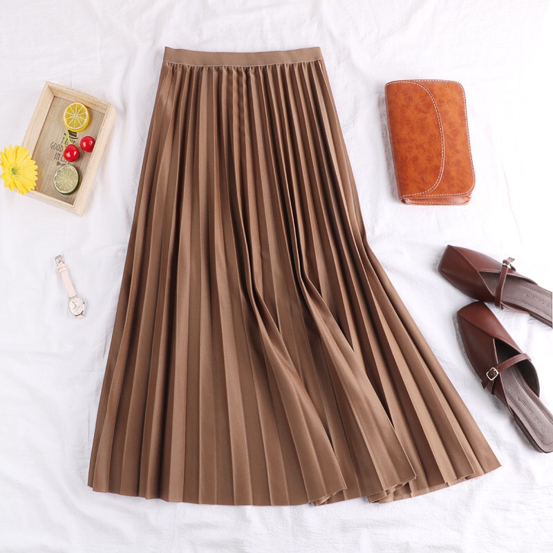 [HCM]Chân váy xòe xếp li vải nhũ lưng thun kiểu dáng nữ tính vô cùng đáng yêu chuẩn hàng quảng châu