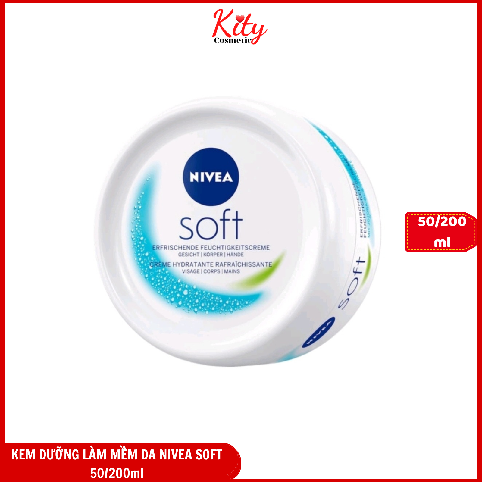 Kem dưỡng làm mềm da nivea soft crème 50/200ml