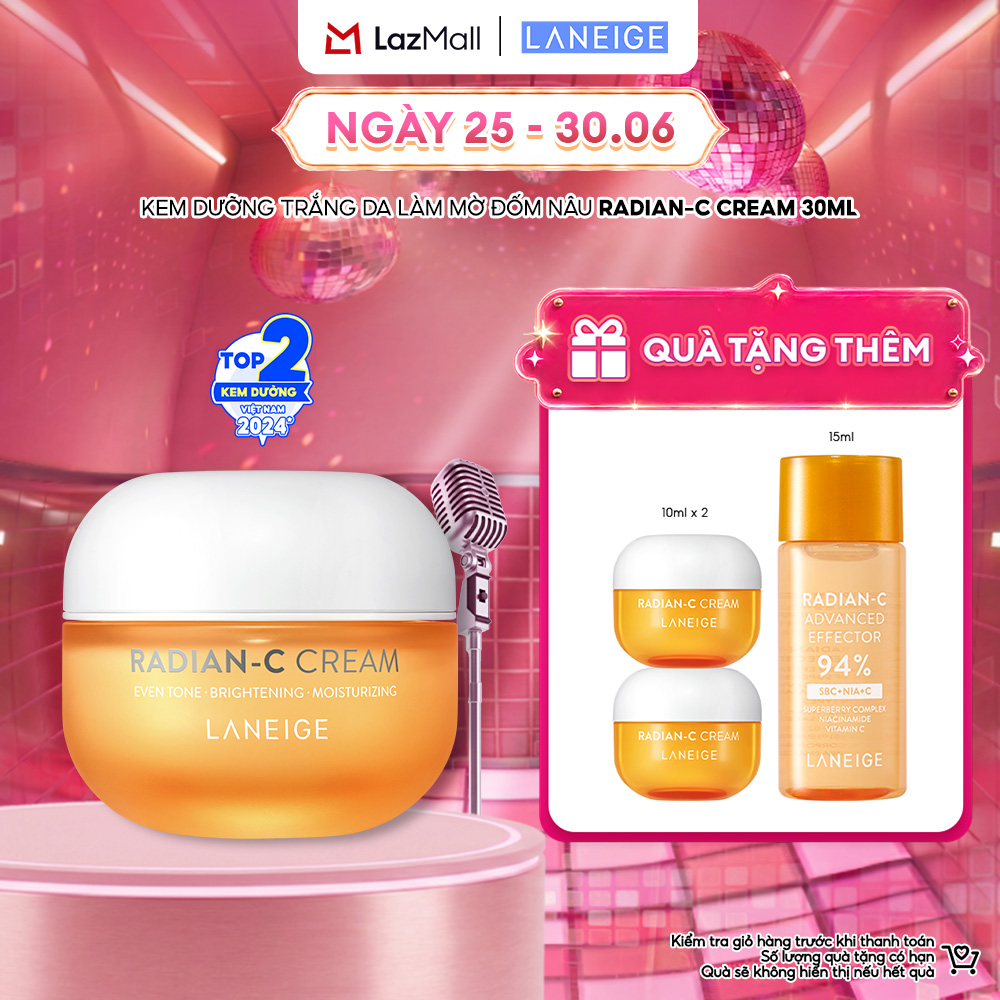 Kem Dưỡng Sáng Da Mờ Đốm Nâu Vượt Trội Hiệu Quả Sau 3 Ngày Laneige Radian-C Cream 30ML