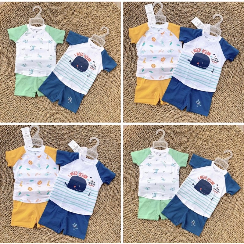 Bộ cộc tay Raglan bé trai Lullaby NH626P