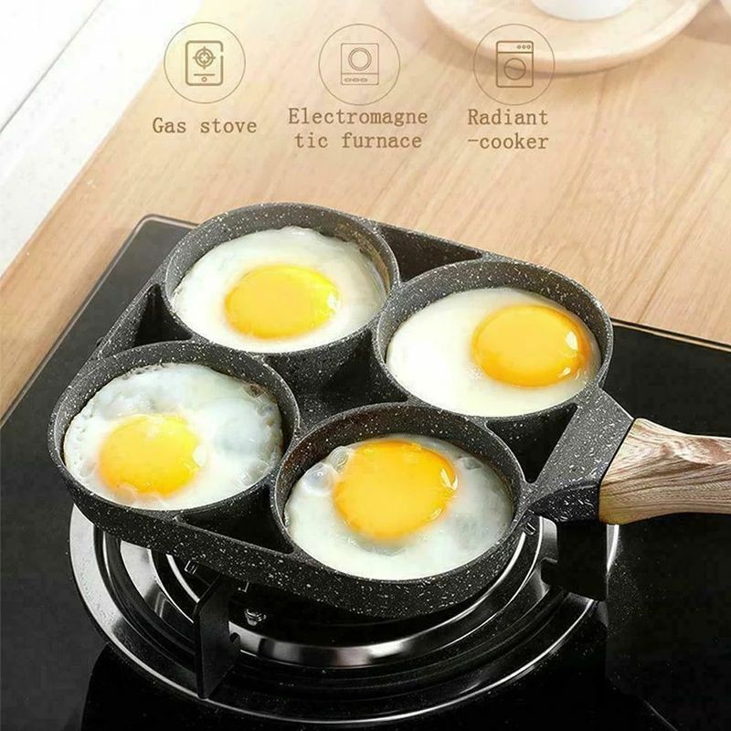 Chảo 4 ngăn - chảo 4 lỗ - chảo khuôn chống dính - chảo rán trứng - làm bánh.