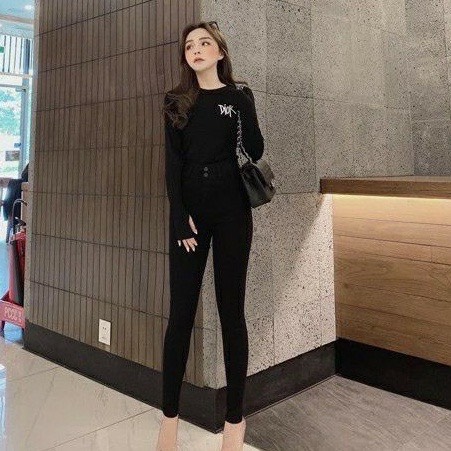 Quần Legging Nữ Cạp Cao Hai Khuy Khóa Trước Hàng Đẹp Loại 1 UMI Siêu Co giãn