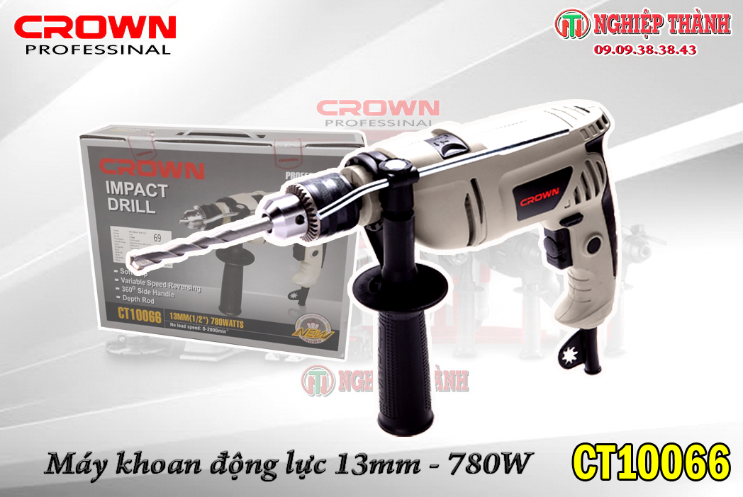 Máy khoan động lực 13mm Crown CT10066  (780W)