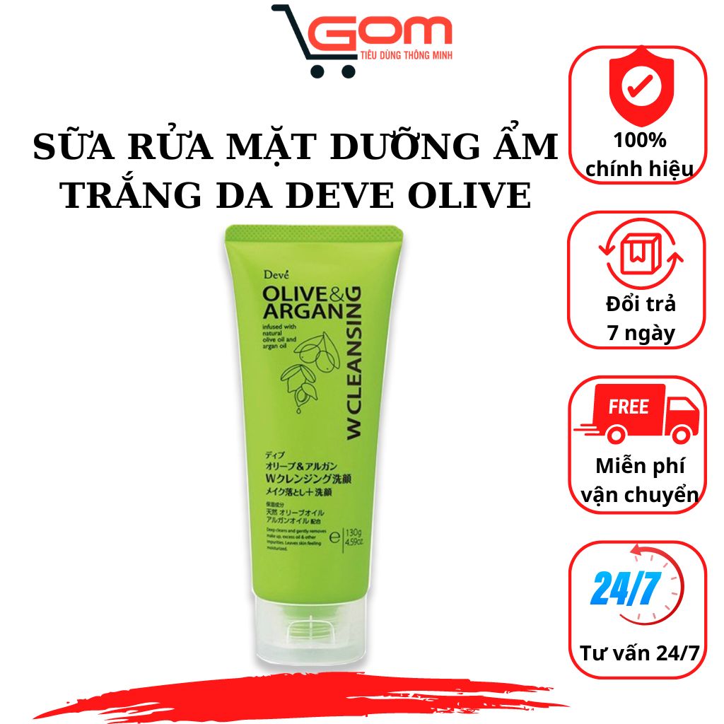 Sữa rửa mặt gel dưỡng ẩm làm mềm mịn da trắng da deve olive & argan nhật bản