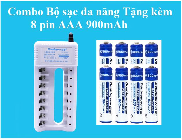 Combo bộ sạc đa năng 8 khe b108 tặng kèm 8 pin aaa 900mah