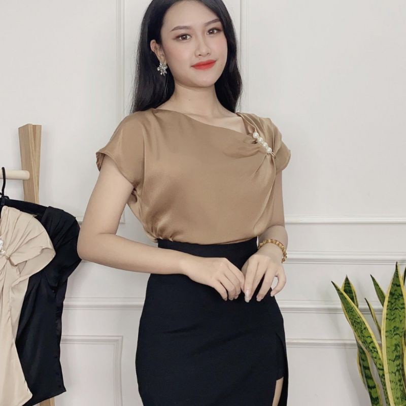 Áo sơ mi - áo lụa đính ngọc sáng trọng