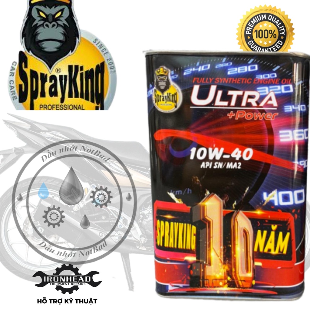 Nhớt tổng hợp xe côn tay dầu nhớt sprayking ultra power plus - sae 10w40 api sn bản đặc biệt kỉ niệm 10 năm