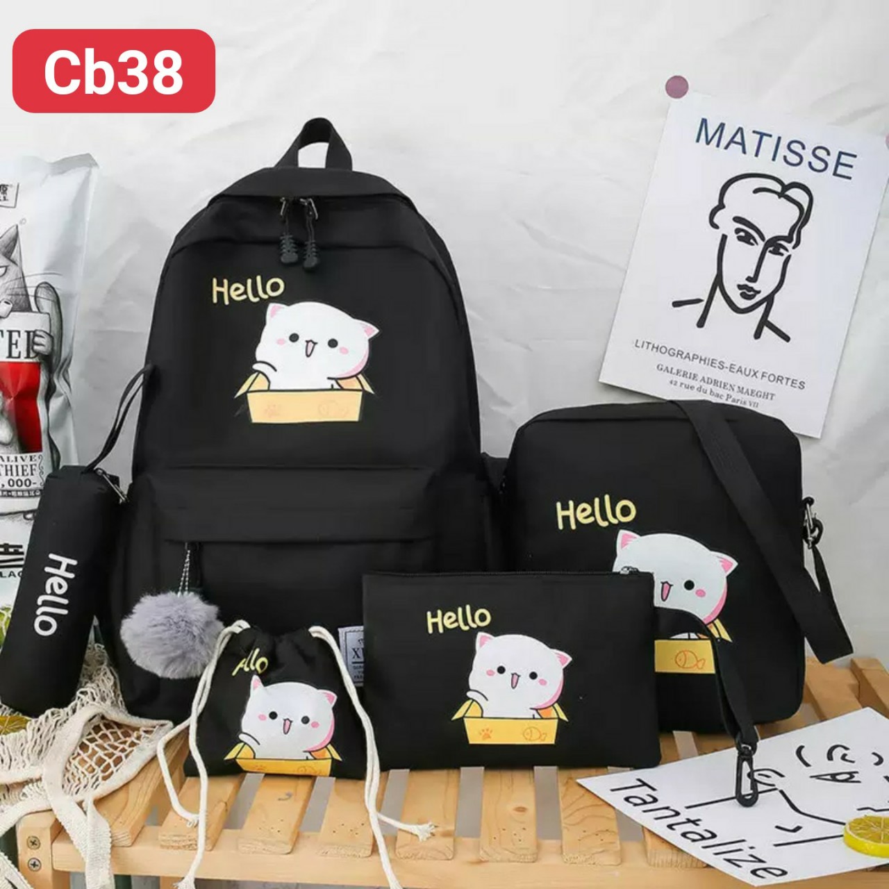 SET BALO NỮ 4 MÓN HELLO VẪY TAY CỰC DỄ THƯƠNG CB38