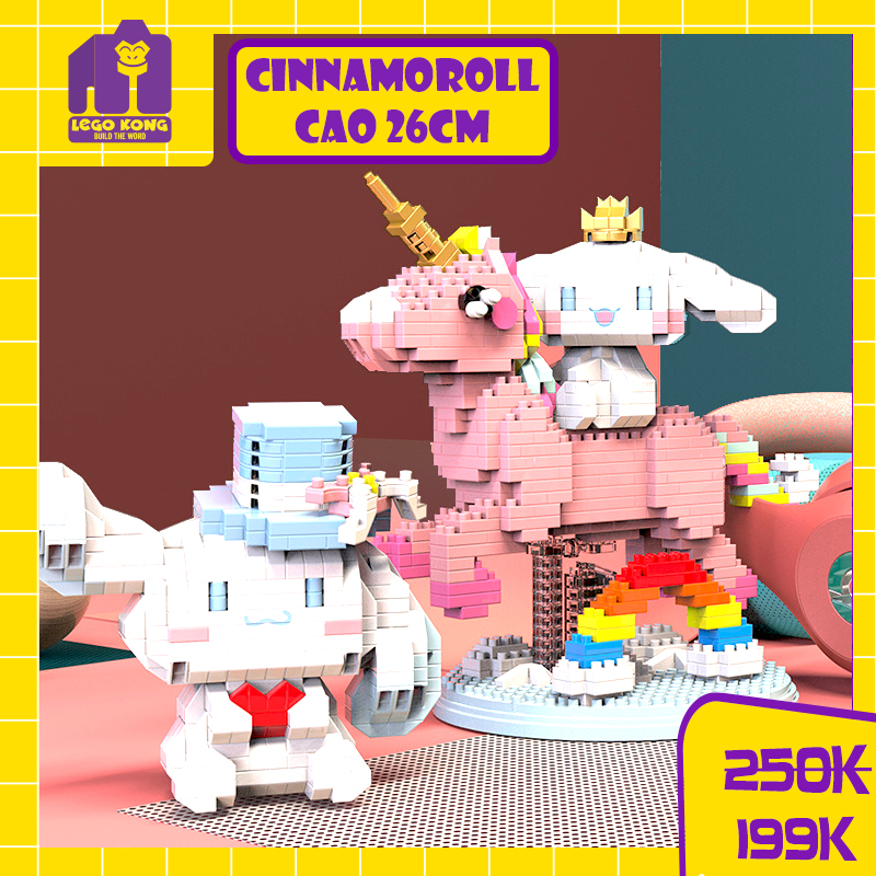 Đồ chơi lắp ráp lego 3d block Cinnamaroll Unicorn nhân vật hoạt hình dễ thương trang trí bàn máy tính phòng học