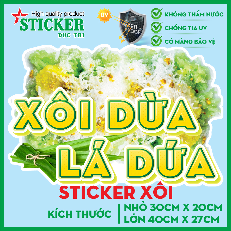 🔥 decal dán xôi dừa lá dứa... 🔥 dán tường, xe, cửa kính...
