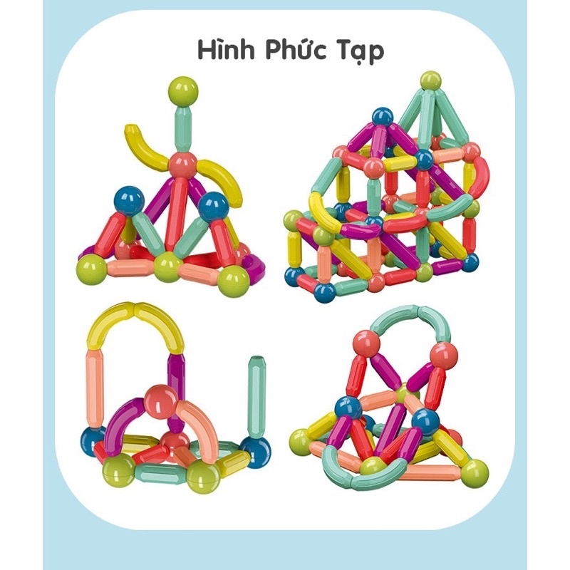 Đồ Chơi Trẻ Em Phát Triển Trí Tuệ Bộ ghép xếp hình nam châm thông minh 64 CT - TTStoresvn