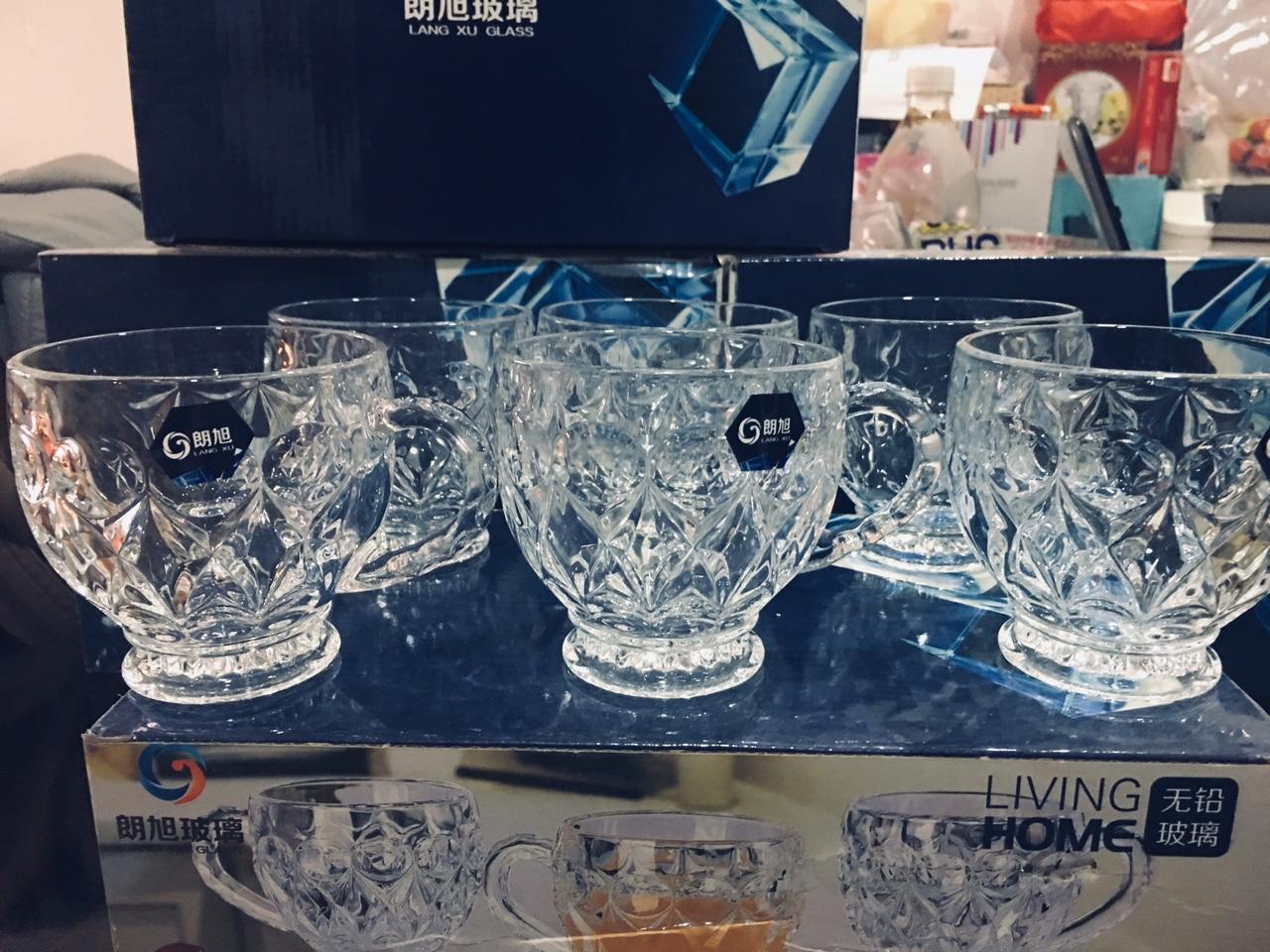 Bộ 6 ly cốc uống trà, cafe, nước hoa quả - chất liệu thủy tinh pha lê cao cấp