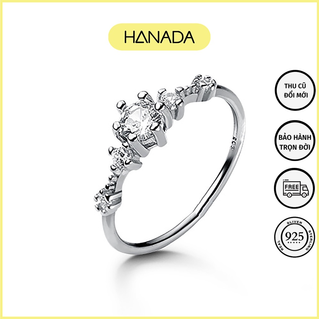 Nhẫn bạc 925 hanada nhẫn đính đá lấp lánh 0780