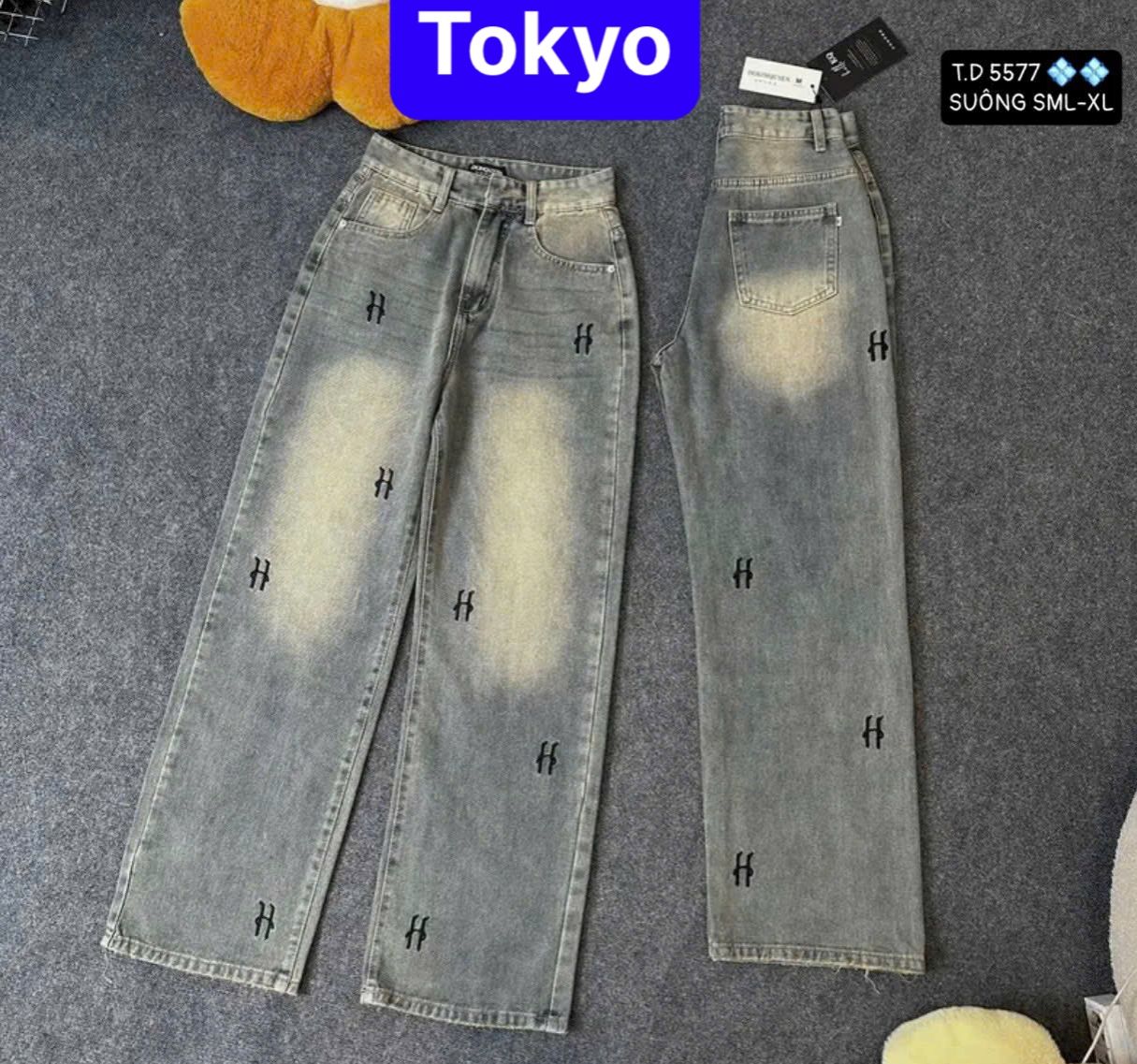 QUẦN BAGGY JEAN NỮ CHẤT BÒ ỐNG RỘNG THÊU CẠP CAO LƯNG CAO NÂNG MÔNG SIÊU MỚI TOKYO FASHION