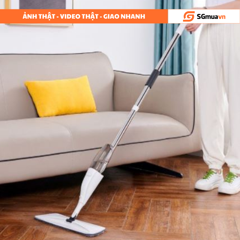 Cây lau nhà đa năng, xoay 360 độ, có bình xịt nước tiện dụng