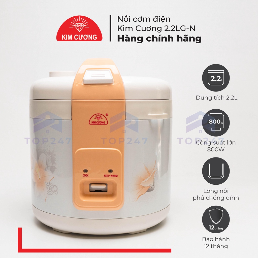 Nồi cơm điện kim cương 2.2 lít đến 2.8 lít nắp gài chống dính