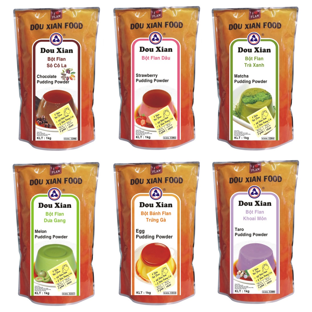 Bột bánh flan - pudding dou xian - gói 1kg