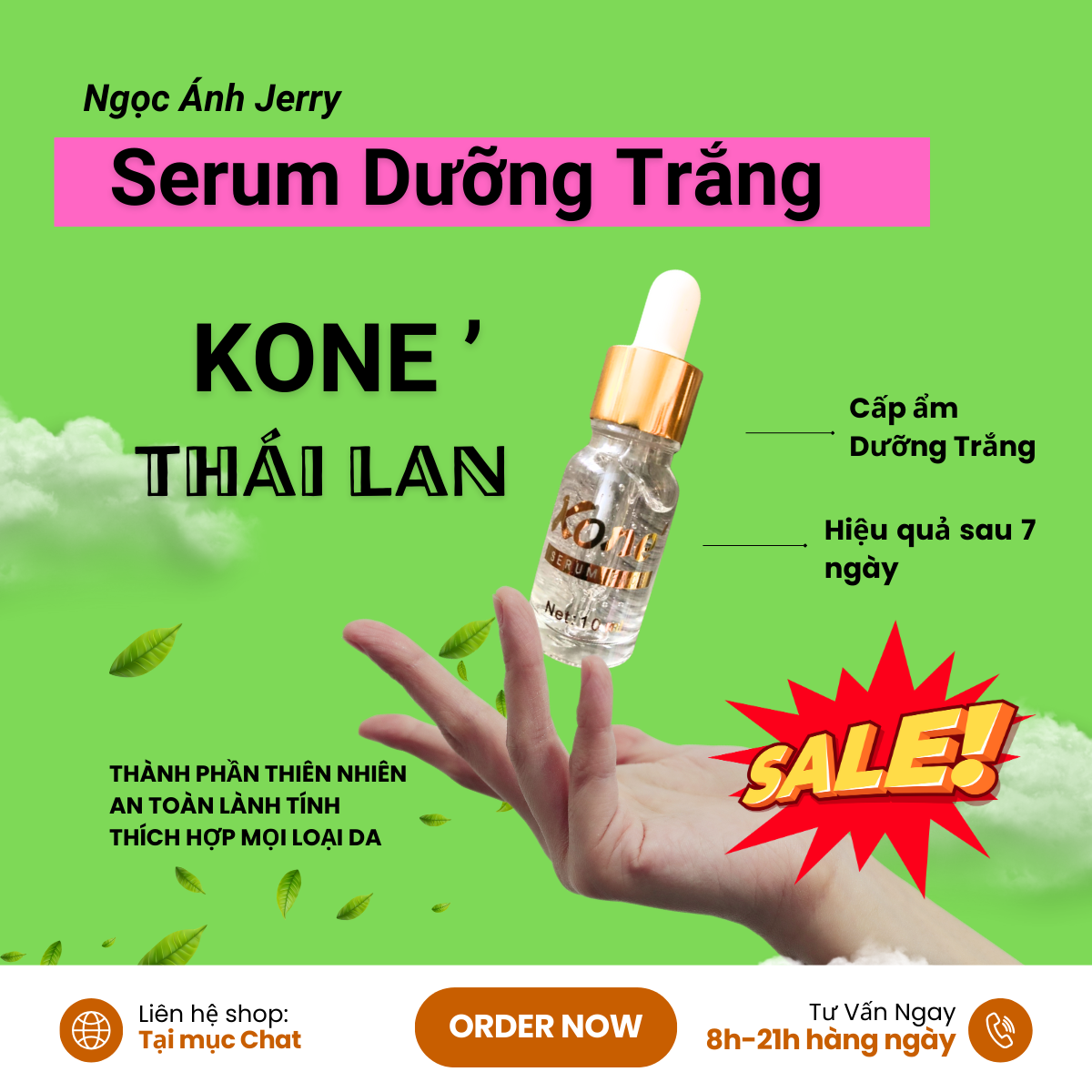 Serum dưỡng trắng da đa năng Kon.e Thái Lan, (10ml)