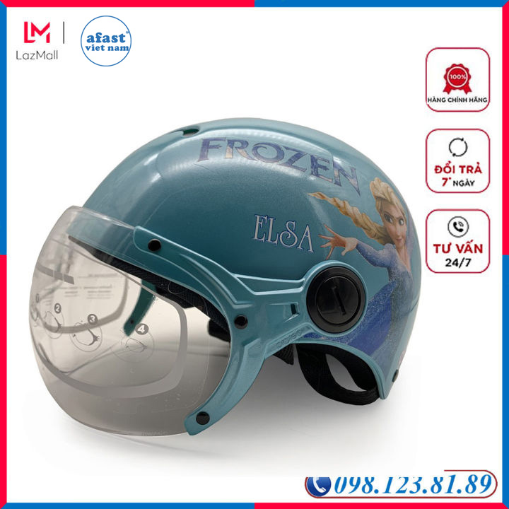 [Mới] Mũ bảo hiểm trẻ em 1/2 đầu có kính chính hãng Protec họa tiết Nữ Hoàng Băng Giá Frozen - AFAST VIỆT NAM