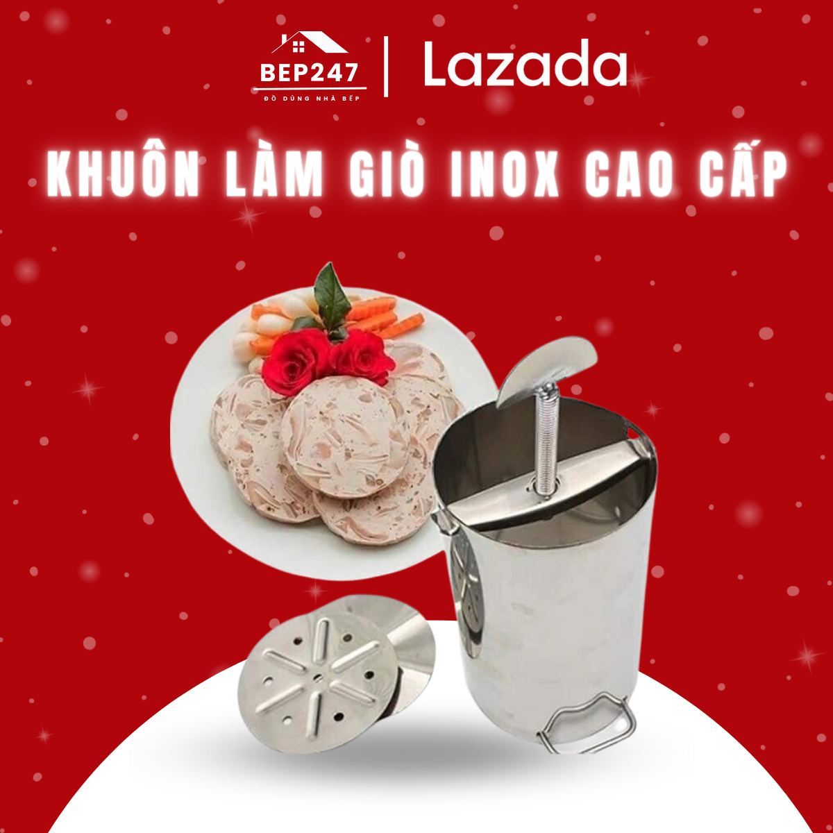 Khuôn làm giò thủ inox 304 cao cấp, khuôn giò xào giò lụa loại 1kg 2kg - tháo lắp dễ dàng vệ sinh